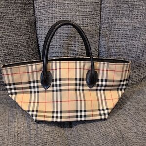 Burberry Tan and Black Checkered Tote